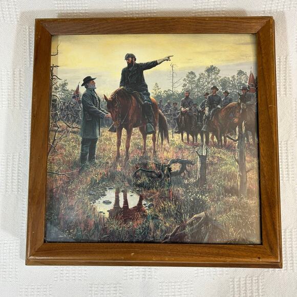 Mort Kunstler Print "The Last Meeting" Wood Framed 12" x 12" x 2.75" - Picture 2 of 12